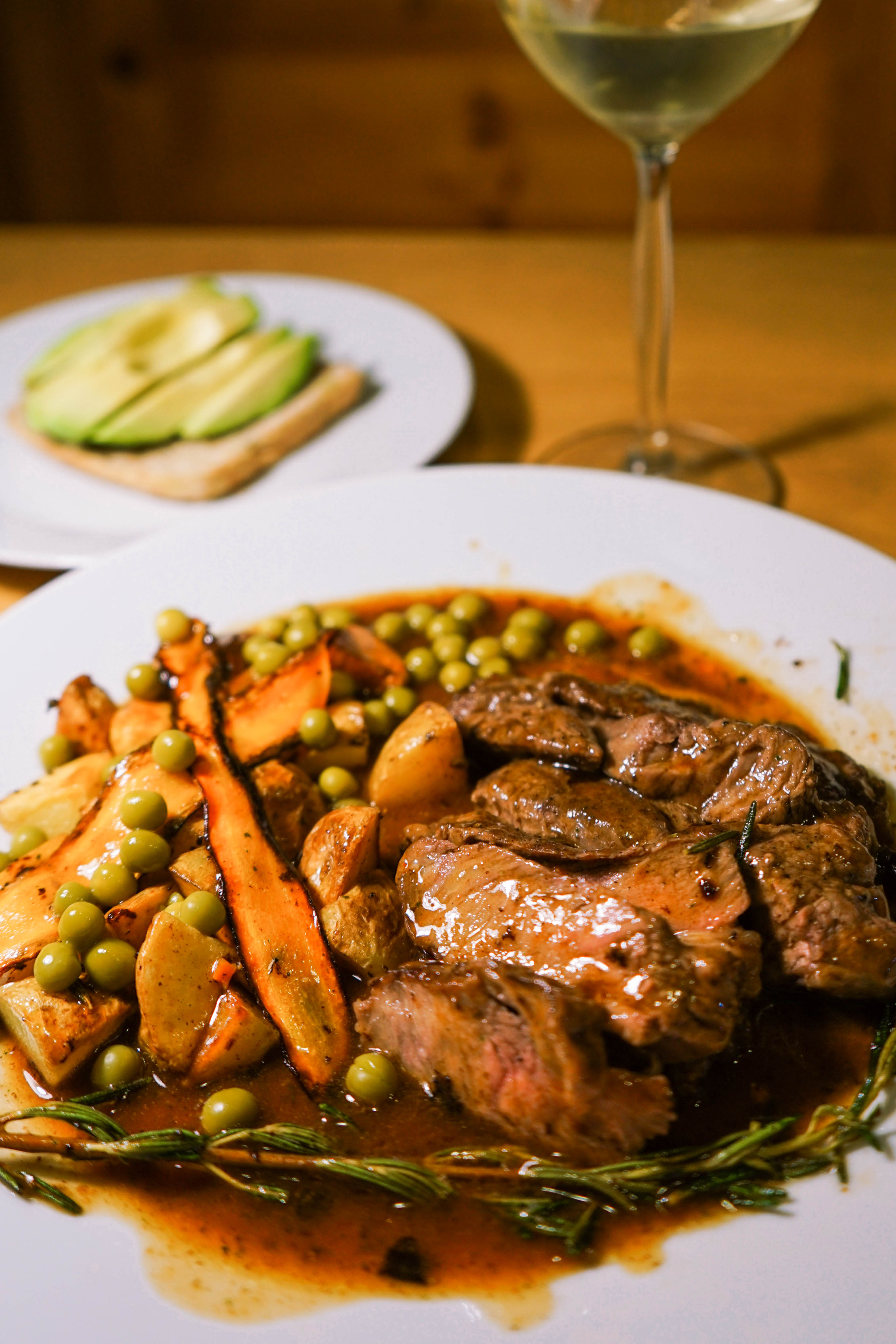 Steak with Carrort Potato and Pea